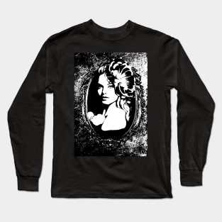 black and white extreme beautiful girl digital poster artwork Long Sleeve T-Shirt